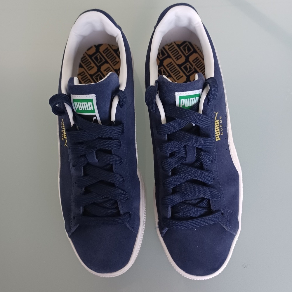 Puma Suede Classic Navy Blue White Gold Sneakers 374915-04 Men 9 Low Top Trainer - Picture 8 of 9